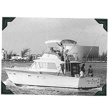 Black and white photo of a yacht